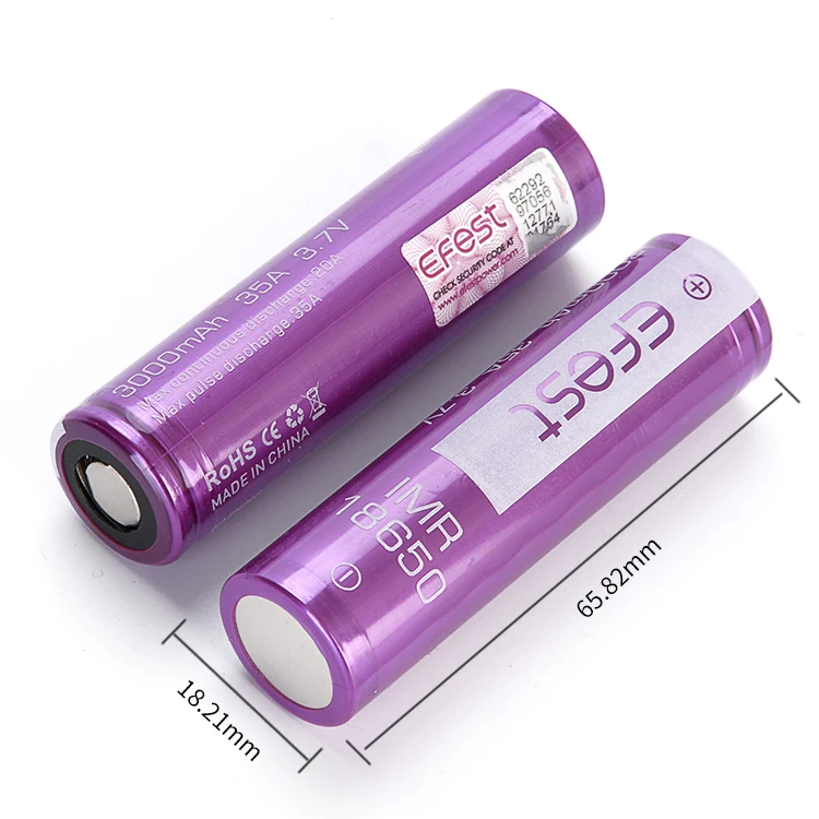 3000mah 35A 3.7V rechargeable 18650 efest battery best sales years