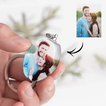Oval Custom Photo Crystal Keychain Personalized Holiday Gifts and Souvenirs Color Printed Coin Holder Keychain