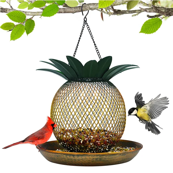   Metal Mesh Hanging Solar Bird Feeder