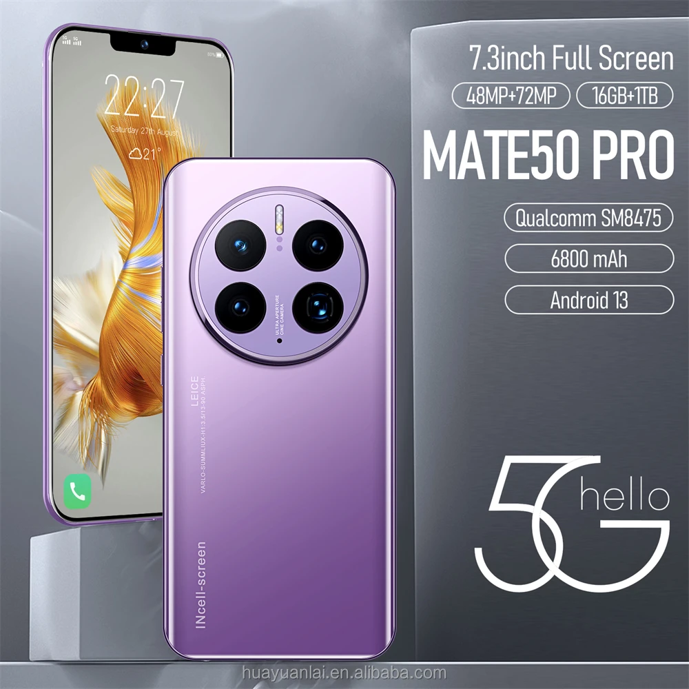 High Quality 7.3inch Screen MATE 50 PRO Mobile Big Storage 16GB 1T Smart Phones