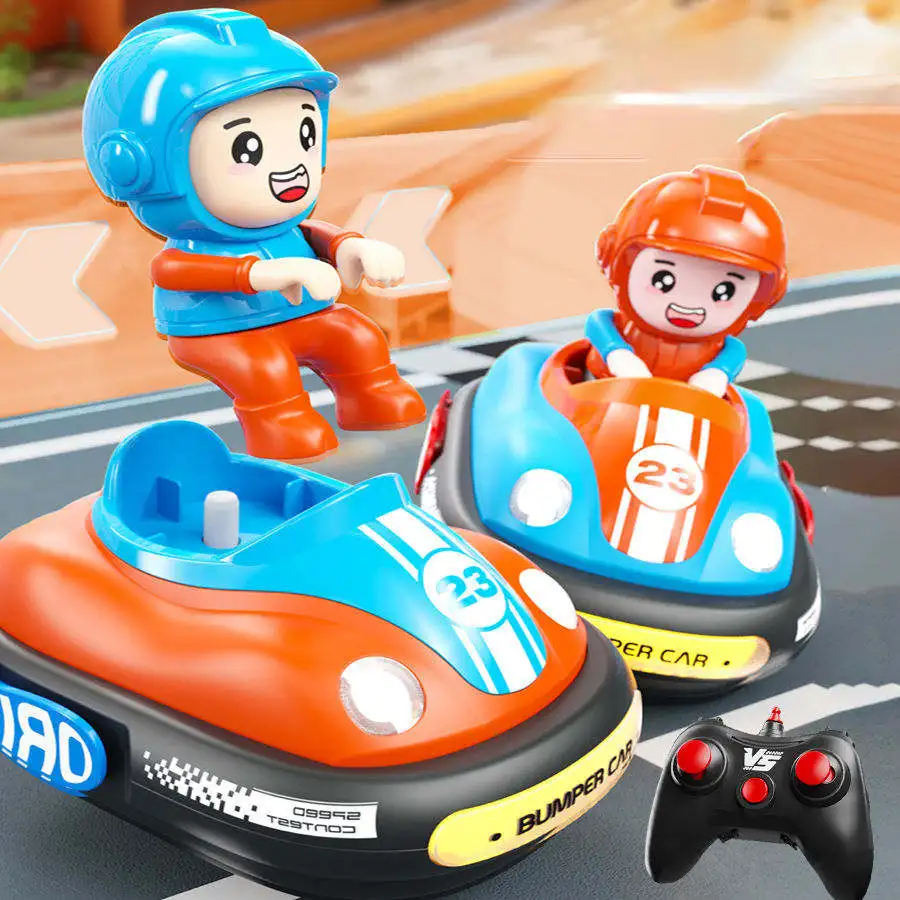 2024 Newest Fun Game 2 Player Rc Bumper Cars Kids Vehicle Toys Battle Bumper Remote Control Car Toy With Light for Children Gift
