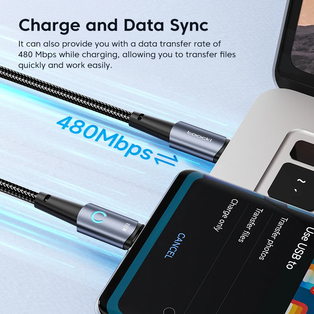 Toocki PD 100W Fast Charging Cable - Transparent & Efficient