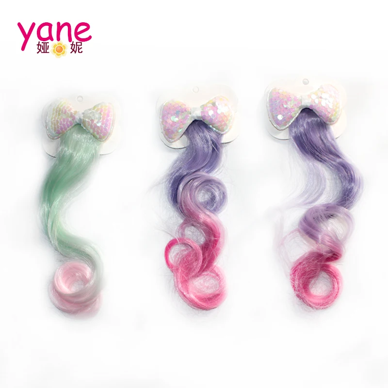 Шикарные рыбьи весы, детские Пользовательские модели, заколки для волос с бантом, с париком