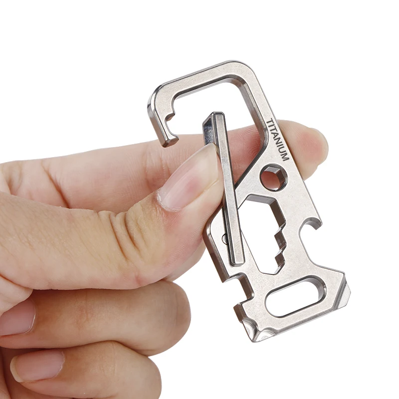 Titanium Carabiner EDC Outdoor Tool Titanium Alloy Keychain Tiranium Buckle Key Ring Car Camping Accessories