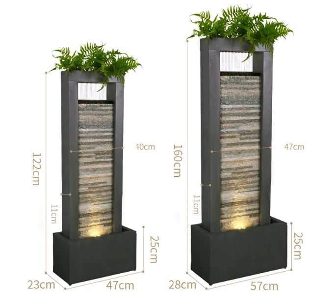 Indoor Floor Water Fountain With Flowing Water Wall Decorate The Office