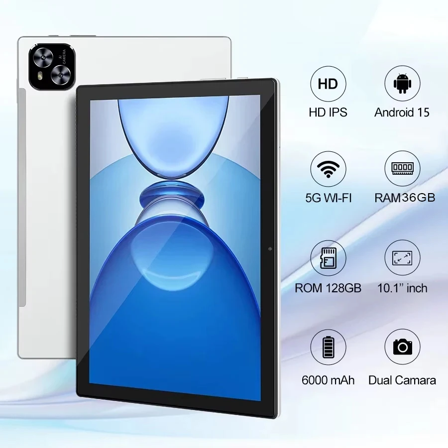 10.1-inch Android 15 Tablet Pc With 128gb Storage & Pen, Oem