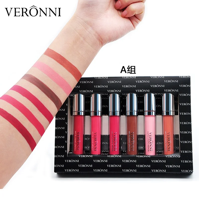 Matte Liquid Lipgloss Set Long Lasting 6-Color Waterproof Lipstick Kit with Beauty Makeup Boxes Makeup Gift Sets