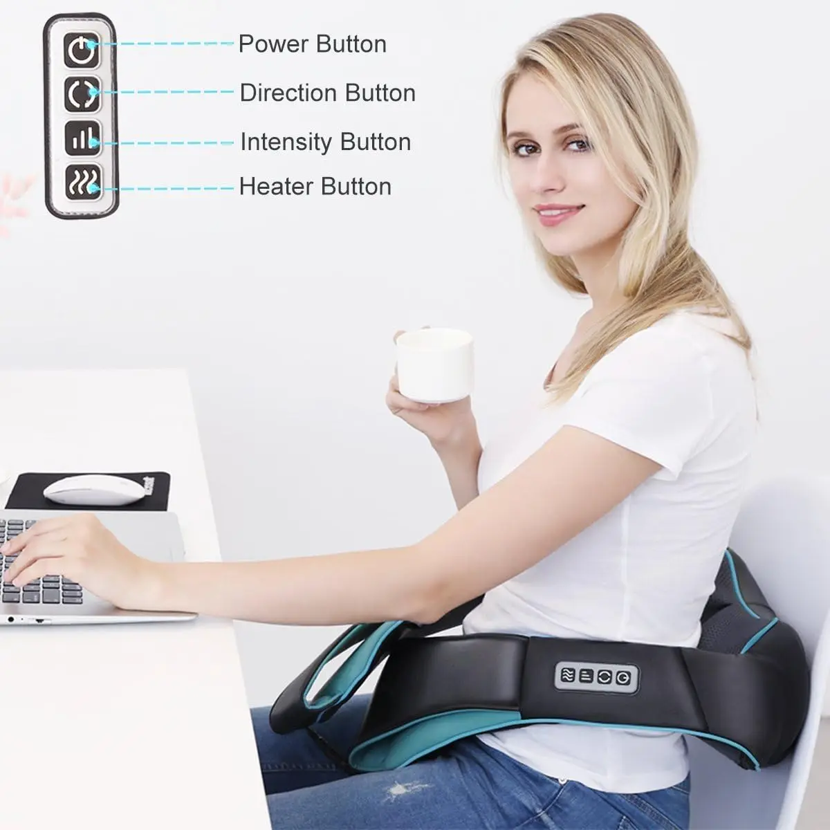 High Quality Neck Shoulder Massager with Heat Deep Tissue Kneading Body Muscle Pain Relief Shiatsu Massage for Whole Body