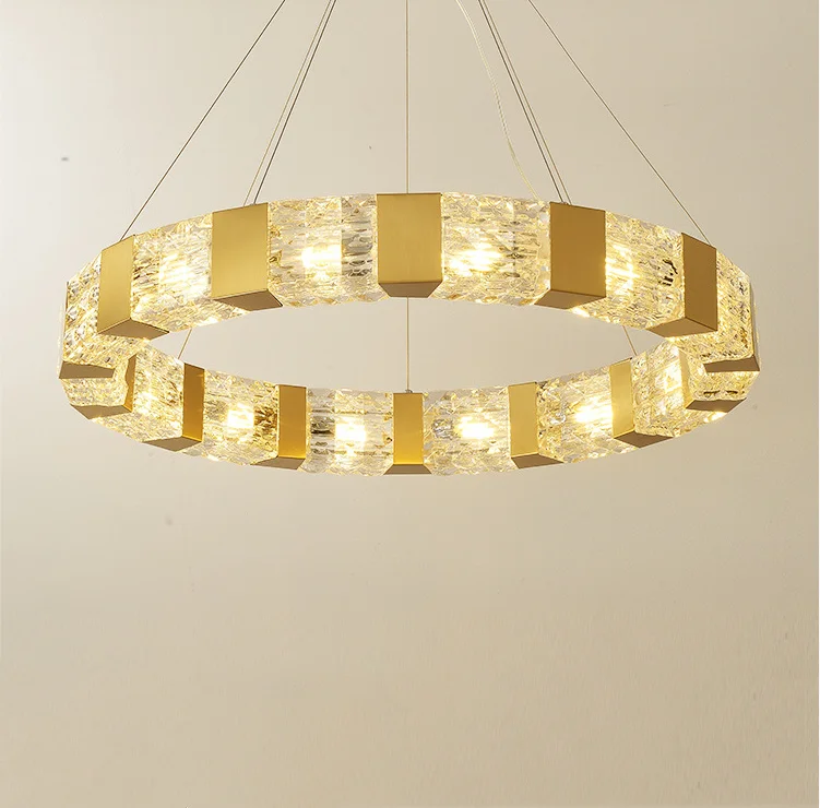 Light luxury circle brass special glass pendant Chandeliers modern living room round pendant light