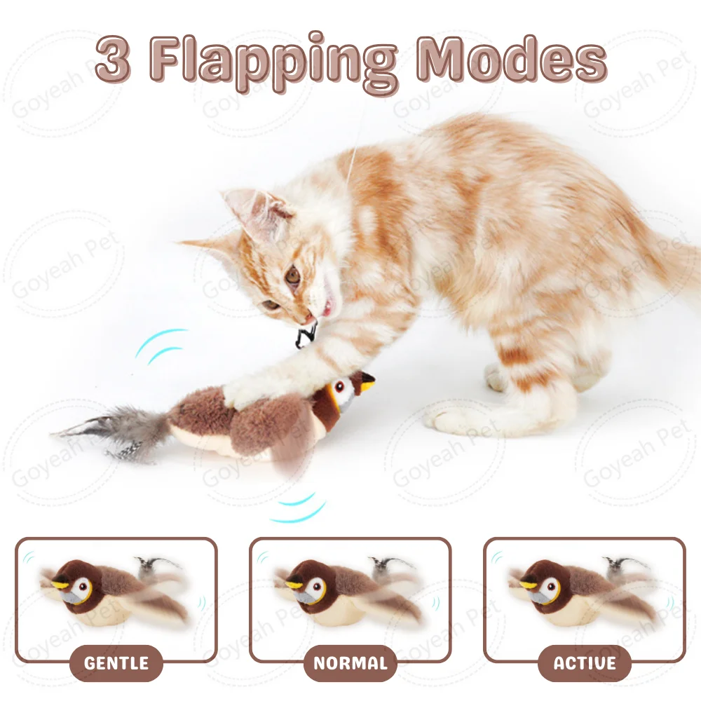 New Simulated Chirping Bird Cat Toy Automatic Cat Catnip Toy With Flapping Wings