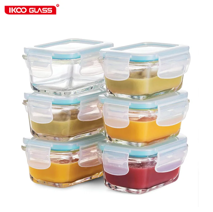 IKOO Mini Glass Baby Food Containers Safe Reusable