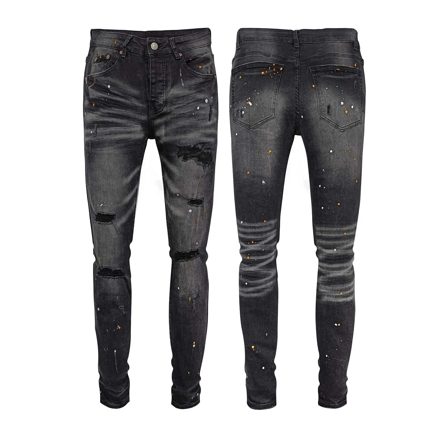 Ready Stock Denim Ragged Skinny Pantalons Jeans Pour Hommes - Main Image