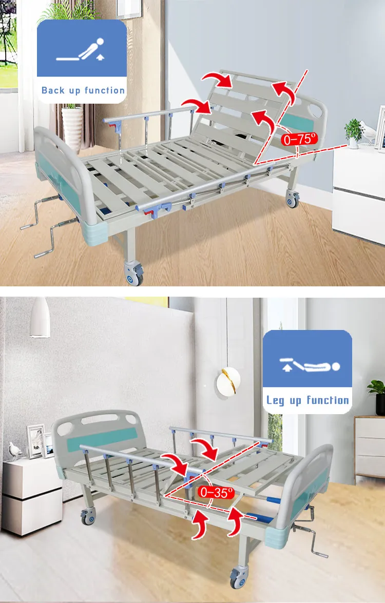 Cheap Price Two Cranks Manual Second Hand Medical Beds For Rent 2 Function Manual Hospital Bed For Patient