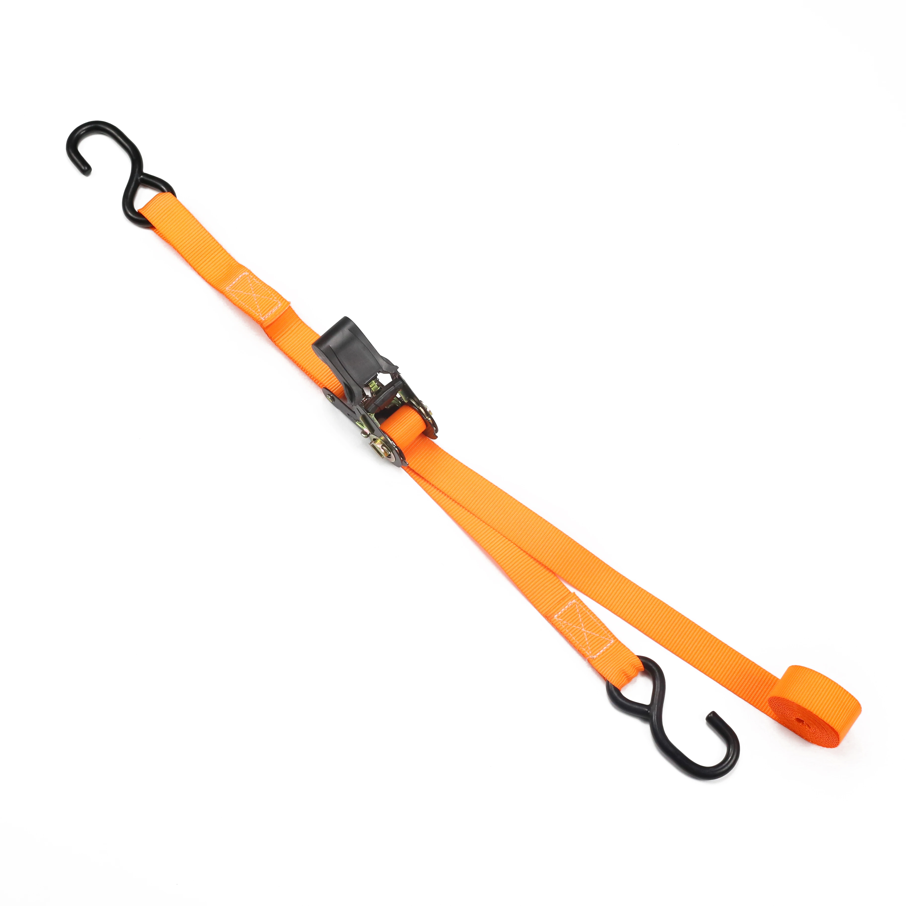 1'' Orange Ratchet Tie‑Down Strap with S‑Hook