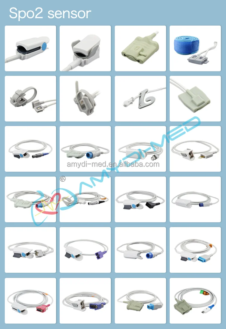SpO2 Sensor Cable Compatible With CSI 503DX 3.0m Length with DB9-6P Plug Style for Adult Finger Clip