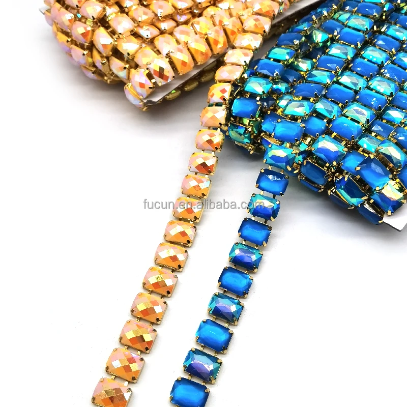Custom Crafting Garment Embellishments Crystal Decorative Metal Tassel Trim Strass Chain Rhinestone Trimmings