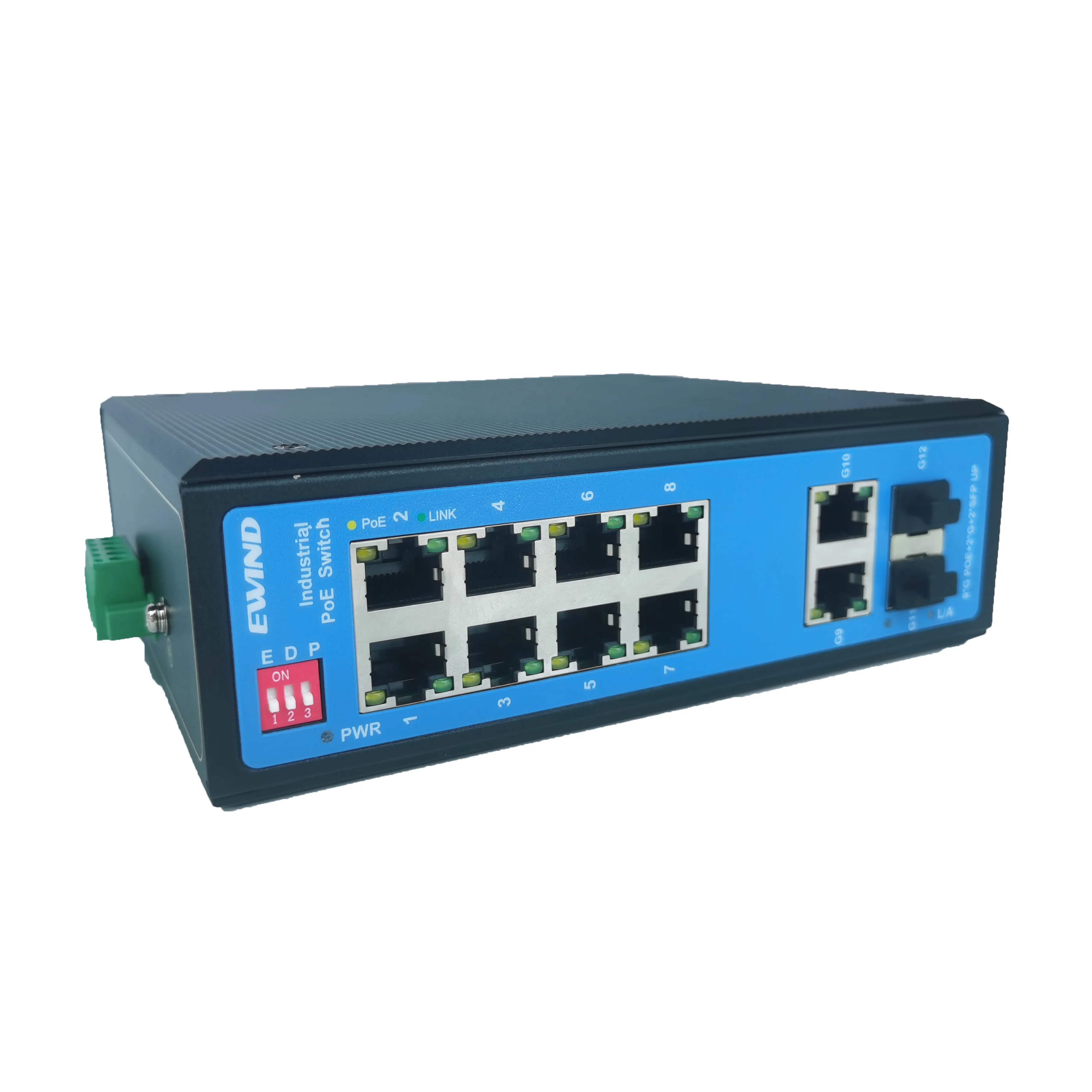 Промышленный чип по заводской цене 8 портов POE 2 Ethernet SFP волоконный порт Коммутатор