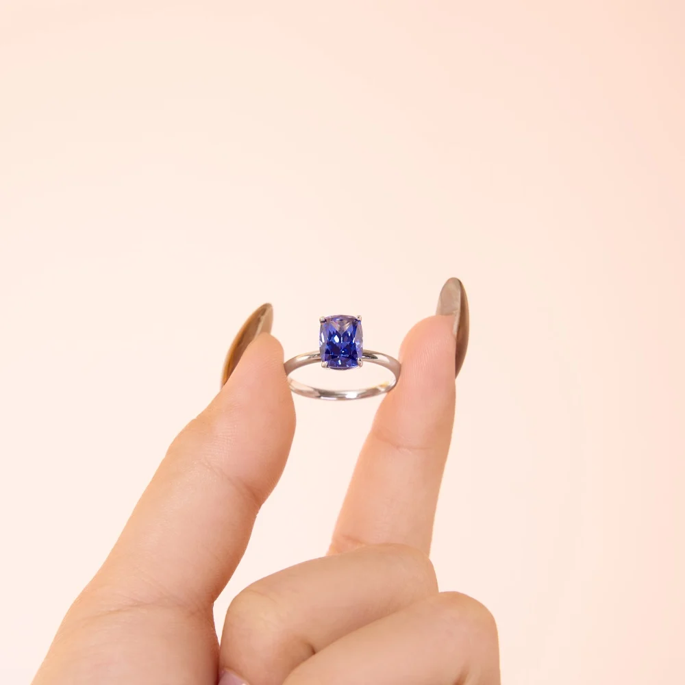 KAKODIY Fine Jewelry Bulk 925 Sterling Silver Imitation Sapphire Blue 2.5ct 5A Cubic Zirconia Women's Jewelry Accessories Everyday Beautiful Ring detail 3