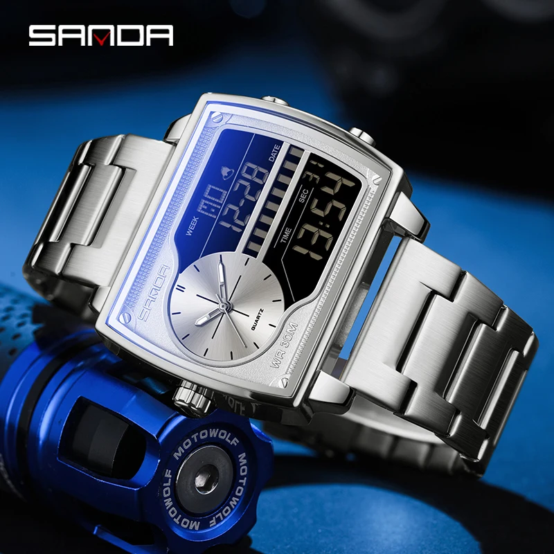 SANDA 6163 Dual Display Men's Watch - Durable & Stylish
