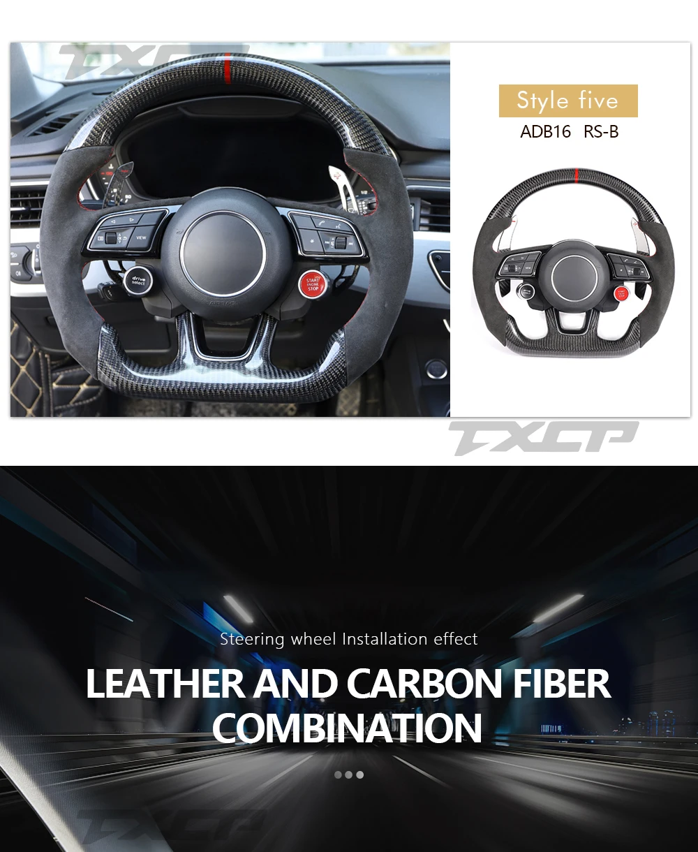 Fit for Audi A3 A4 B9 A5 RS3 RS4 RS5 S3 S4 S5  LED Complete Carbon Fiber Steering Wheel