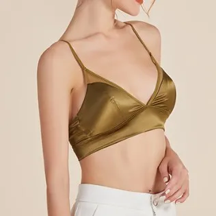 
Французское шелковое нижнее белье, гладкий атласный бюстгальтер из натурального шелка, тонкое сексуальное нижнее белье без кольца, бюстгальтер на косточках 