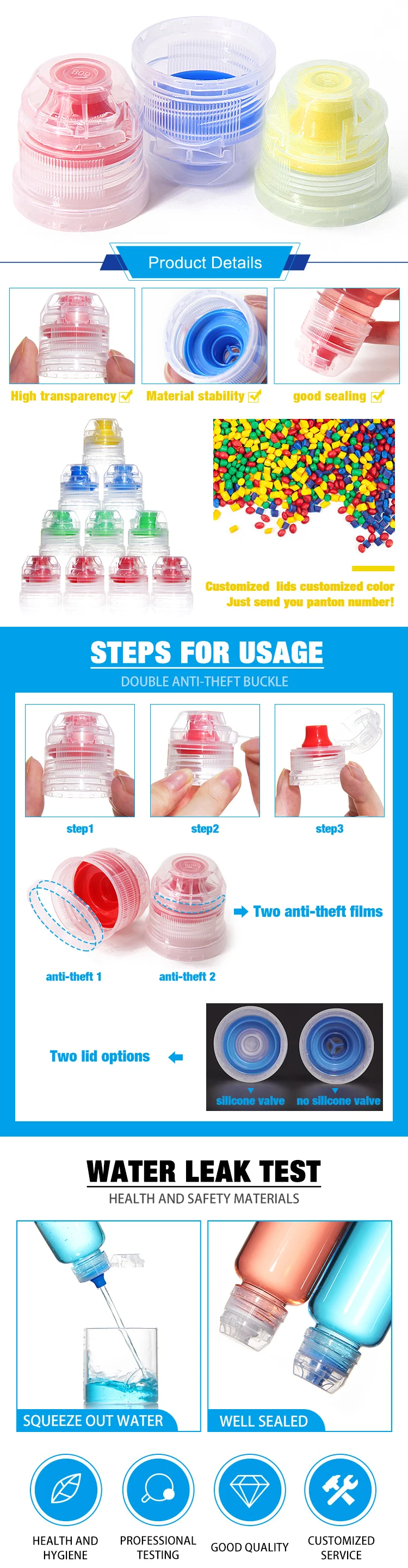 28mm Plastic Flip Top Cap 1810 Flip Top Cap For Sport Water Bottle ...