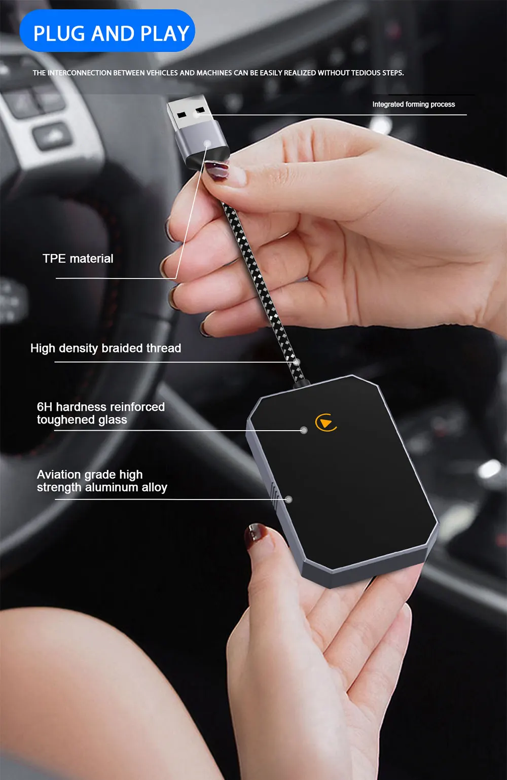 product wireless carplay android apple 2in1 wired adapter portable ai box dongle zjq12 laudtec screen sharing sgs certified 1 year-5