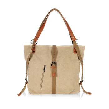 Haoen Custom Multifunctional Women Convertible Backpack Canvas Large Capacity Handbag Shoulder Overnight Bag