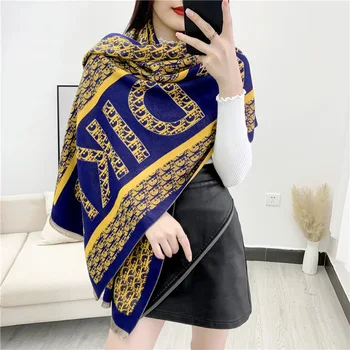 2021 New Luxury Designer Winter Women Letter Jacquard Scarf Acrylic Wool Thick Warm Shawl Other Scarves