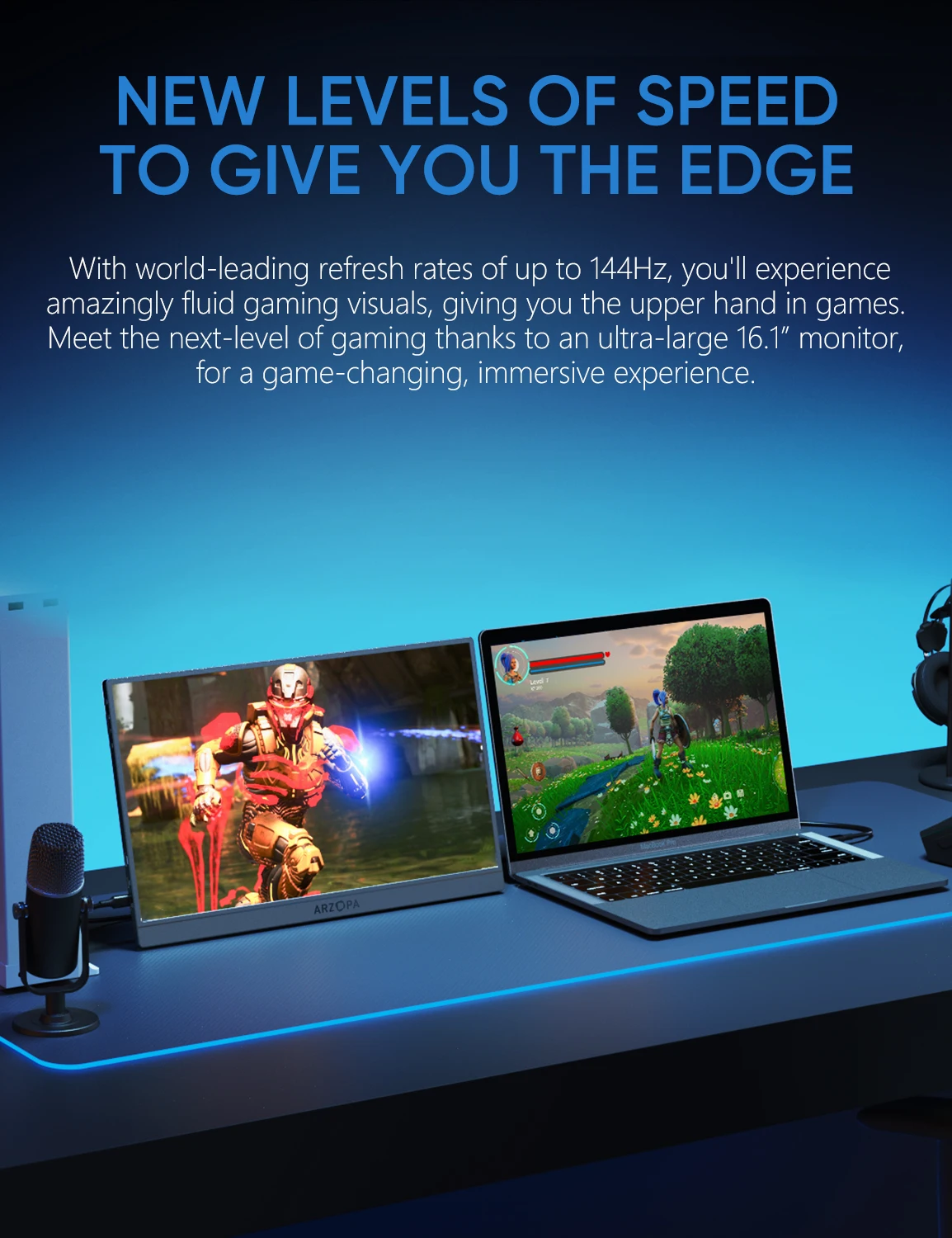 Arzopa 16.1 Inch Z1FC Portable Monitor - 144hz Gaming Display