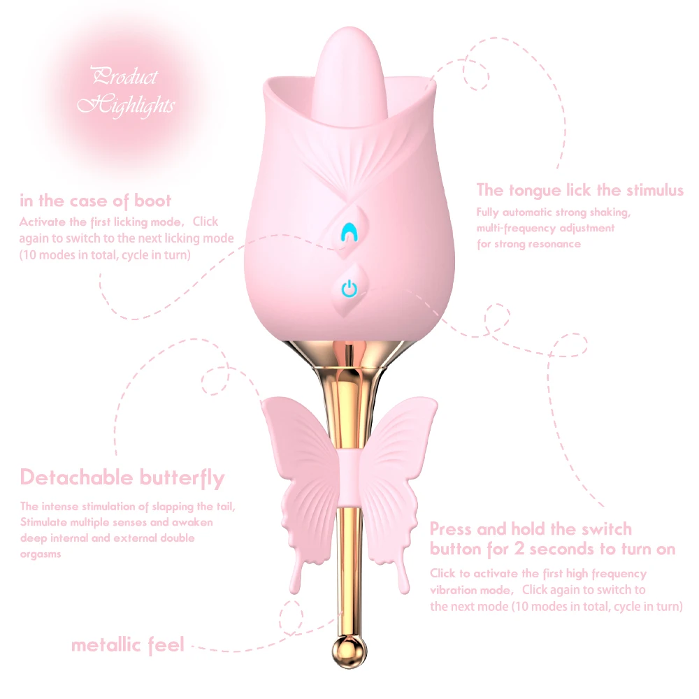 Rose Series 2 In 1 Vibrator G Spot Clitoral Licking Tongue Vibrator Clit  And Nipple Stimulation Vibrator For Women - Buy Clitoris Stimulation  Vibrator, vibrating Tongue/ Tongue Vibrator, tongue ...