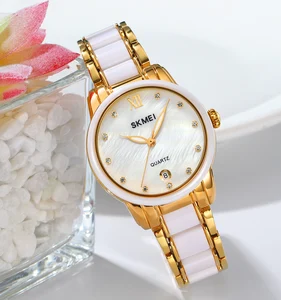 SKMEI 2175 Fashion Customized Gift Watches Elegant 30M Water Resistant Ceramics Lady Top Selling Date Watches