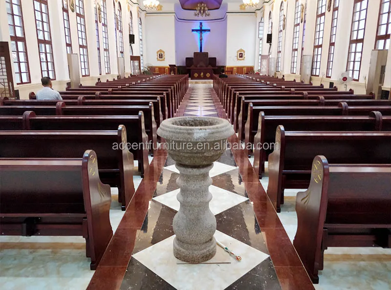Purple Wooden Church Bench with Back Modern Design for Outdoor School and  Catholic Mass Kneeling Theater Furniture