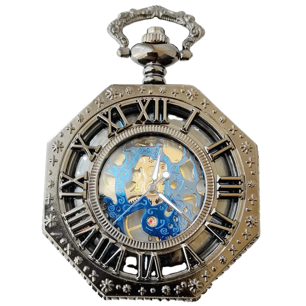 Octagonal Skeleton Automatic Pocket Watch OM-830383