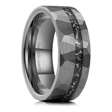 Brushed Hammered Tungsten Carbide Rings Men Wedding Rings Black Gun Plated Tungsten Ring Custom Men Jewelry for Engagement Gift