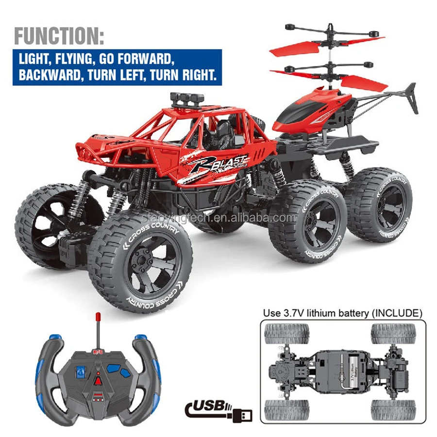 2in1 4-Channel RC Truck 6-Wheel Drift Car Indoor-Outdoor Ready-to-Go 15m Remote Control Off-Road Climbing Sensing Control