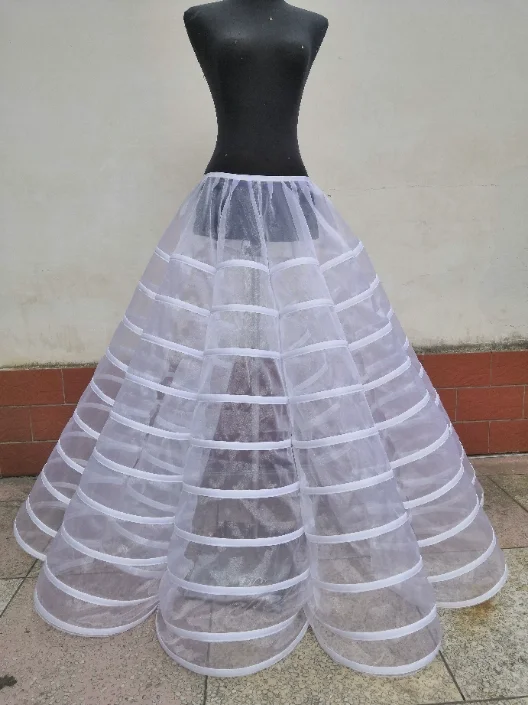 AL1642 Fish Bone Wide Big Puffy Petticoat Underskirt Gown Crinoline Queen Gown 10 Huge Transparent Hoops Bridal Cancan Ruffles
