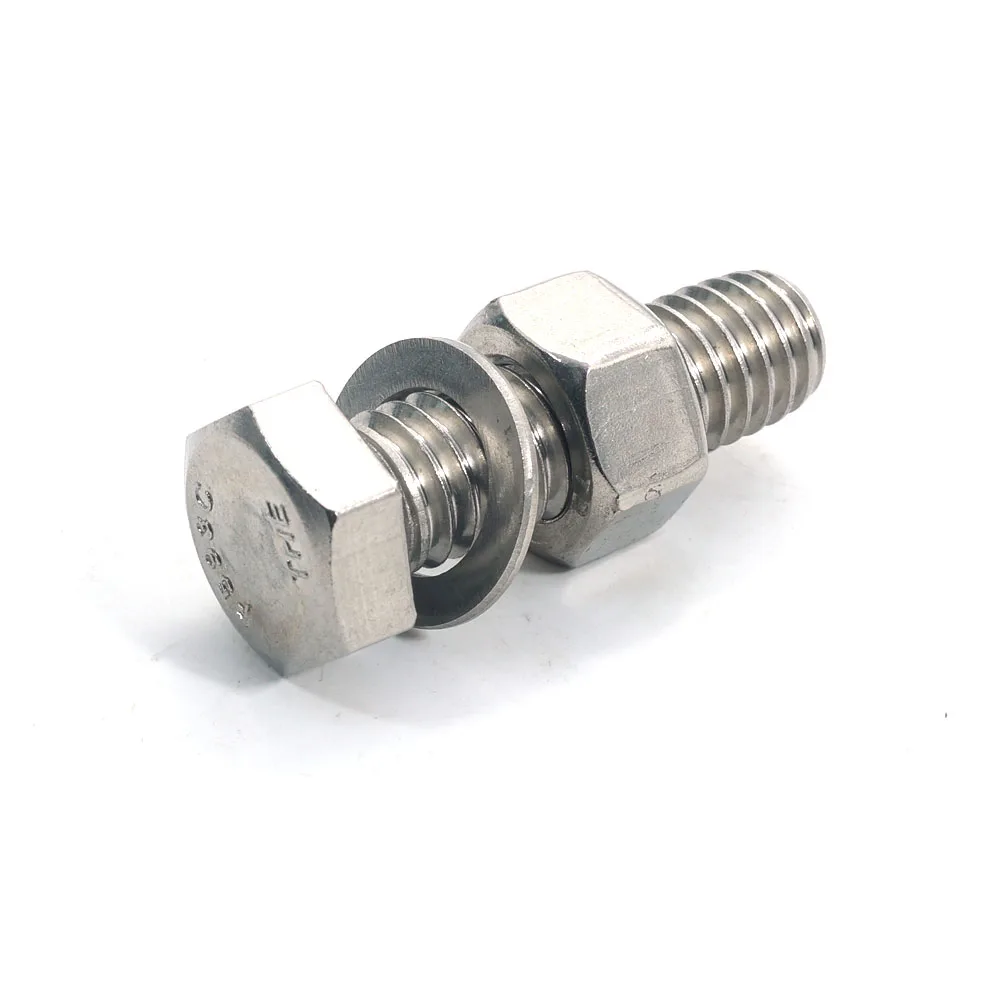 Factory Stock Custom M3 M5 M6 M8 M10 M12 M16 Stainless Steel A2 A4 DIN931 Hex Nut and Bolt Manufacturers With Washer