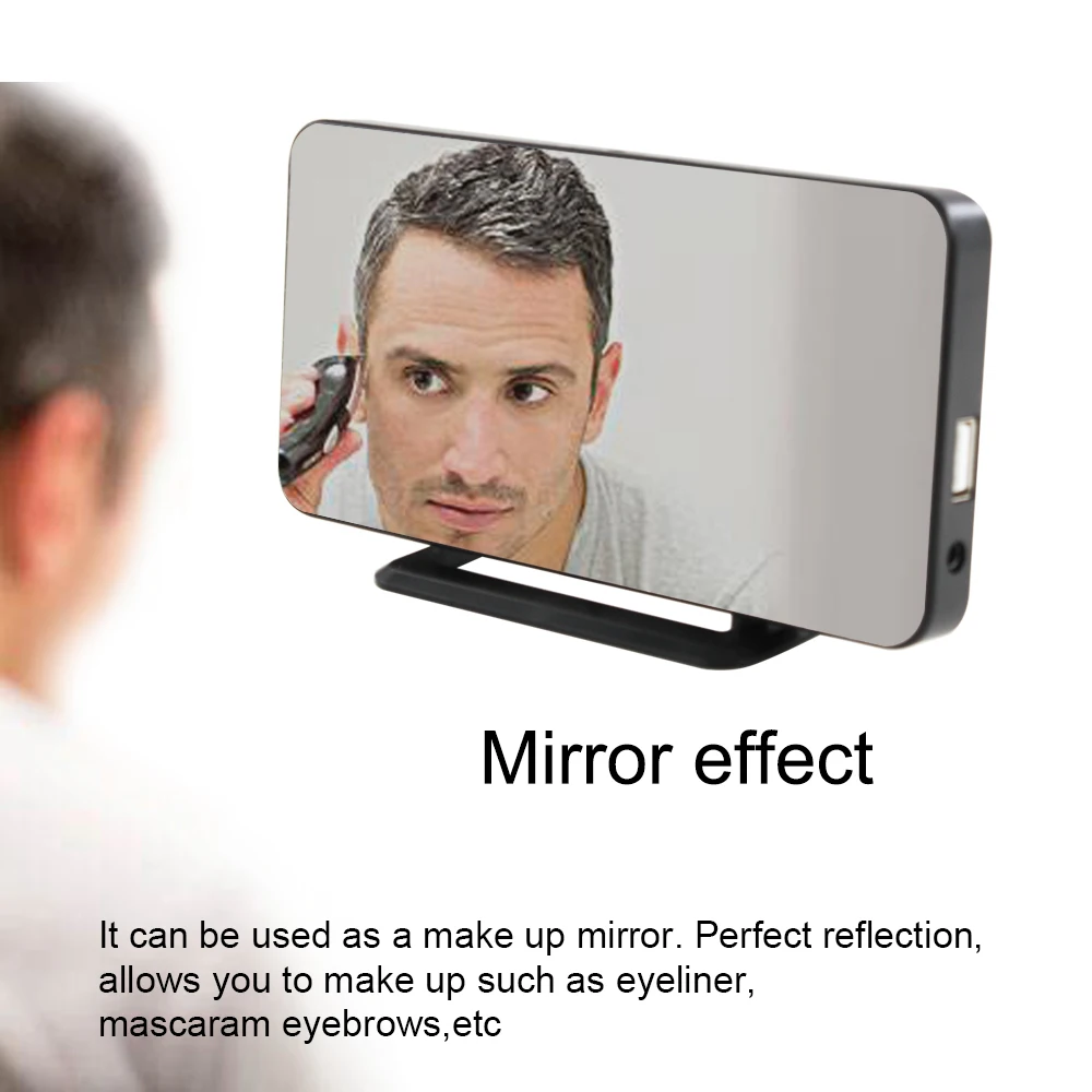 Digital Mirror Alarm Clock LED Electronic Temperature USB Multifunction Nightlight Alarm Clock with Wireless Charger and Speaker