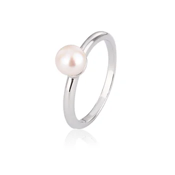 Customizable custom fashion s925 jewelry 925 sterling silver minimalist engagement freshwater pearl ring for women