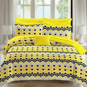 Minimalist King Bedding Set 4 Pcs, Organic Cotton & Polyester  Comforter & Sheet Collection with Modern Design
