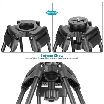 Neewer 75mm Bowl Adapter,Metal Half Ball Flat to Bowl Adapter Convert with 3/8-inch Screws Mount on Tripod and Fluid Head detail image