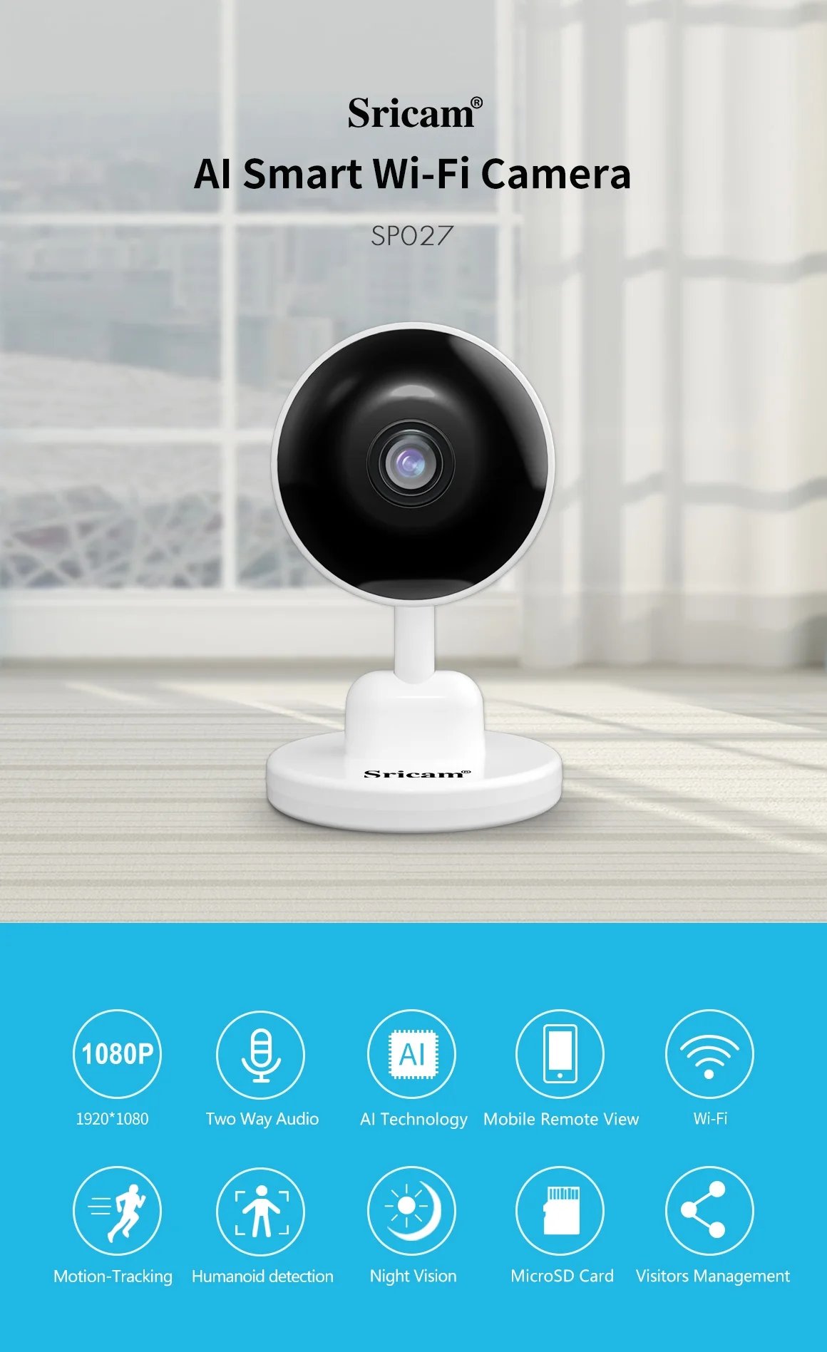 Sricam Sp027 Hd 1080p Wireless Wifi Ptz Camera H 264 Indoor Home Security Baby Monitor Ip Camera With App Plug And Play Buy Hd 1080p Camera Plug And Play Wifi Wireless Ip Camera H 264