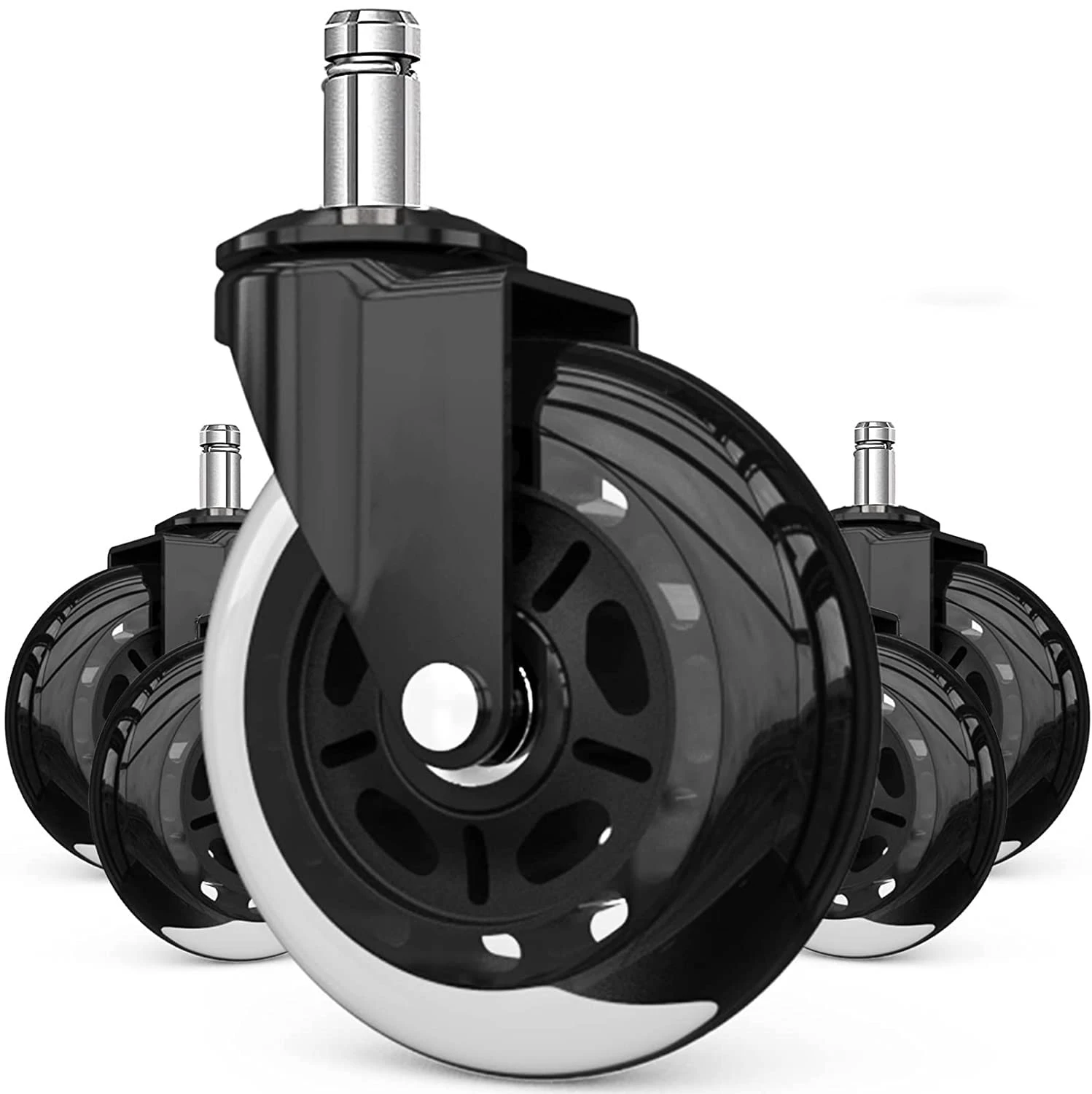 3 Inch Rolls Style Office Chair Casters Stem Caster Transparent Pu