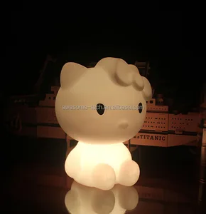 Cute Hello Kitty Plastic Night Light Rechargeable LED Bedroom Bedside Eye Protection Desk Light