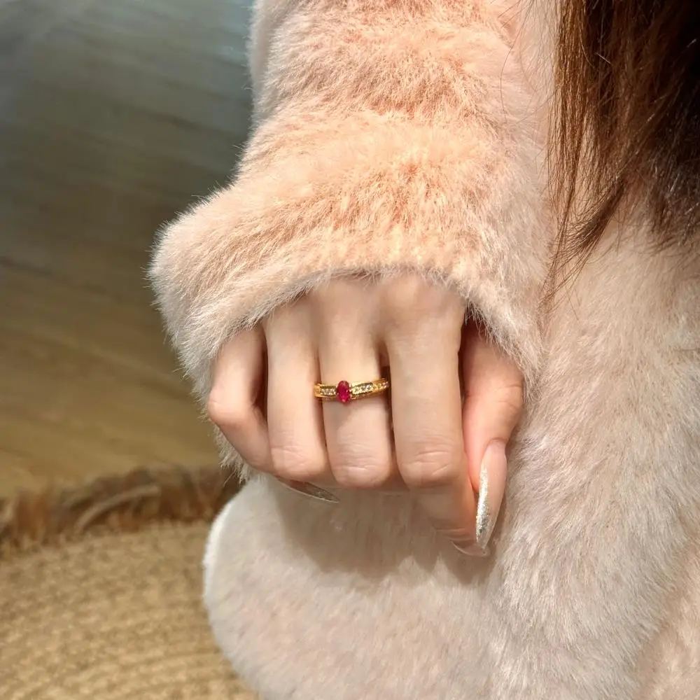 KAKODIY 22K Gold Plated Luxurious Ruby Women's Fine Jewelry Ring Engagement 925 Sterling Silver Ring detail 5