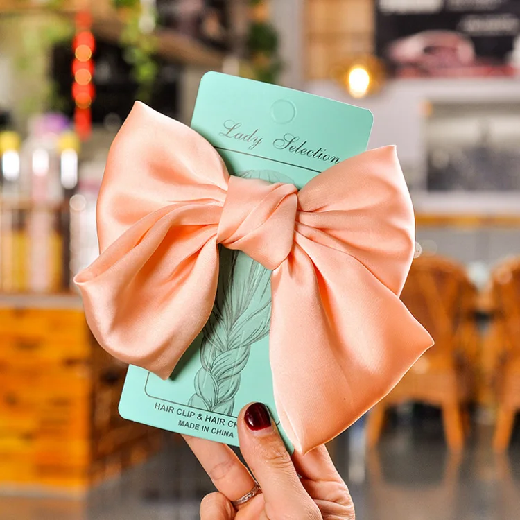 Заколка-пряжка с бантом, шелковая заколка для волос, заколка-бабочка на заказ, заколка для волос, заколка для волос, металлическая Длинная лента, атласная сумка