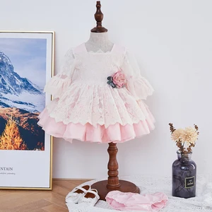 New Design Children Princess Infant Baby Girls Party Dress Regular Sleeve Breathable Printed Lace Flowers Embroidery Tutu