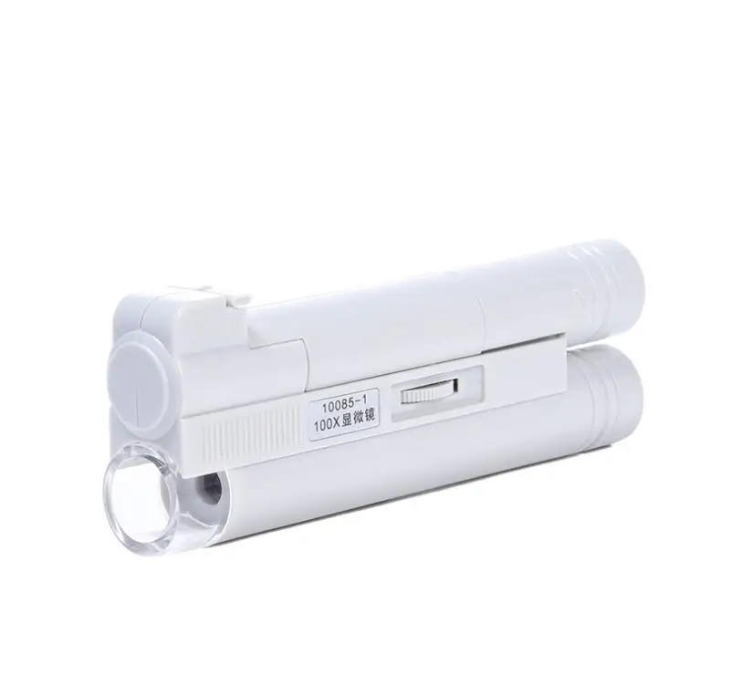 Portable Adjustable Objective Lens Handheld Magnifier 100x Handle Pocket Microscope with Scale