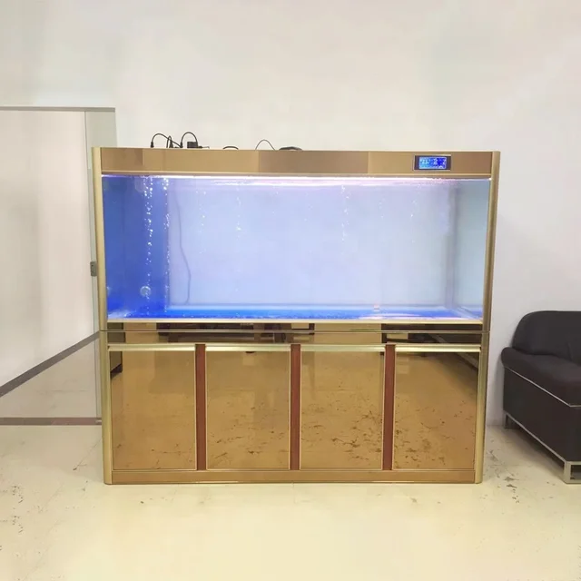 Acrylic Fish Tank in Home and Garden of Gold Arowana Fish Living Room Wtih Bottom Cabinet